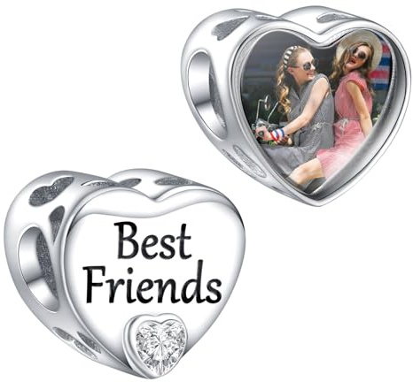 Annmors personalisierte Foto Charm 925 Sterling Silber Familie Mutter Schwester Tochter Schildkröte Fußabdrücke Liebe Glückliches Herz Anhänger Fit Armbänder/Halskette Perlen Schmuck für Frauen