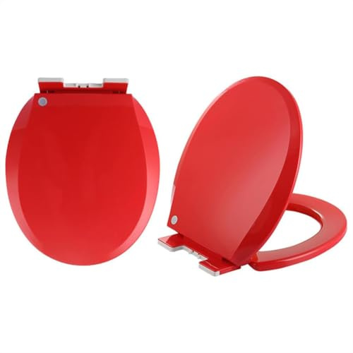 Brigtviee Toilettendeckel O-Form,Wc Sitz mit Absenkautomatik,Quick-Release-Funktion,einfache Montage Klodeckel aus Polypropylen,Rund Farbiger Toilettensitz,Klobrille WC Decke,Rot
