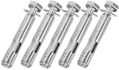 YKUKIZEE 5PCS Stainless Steel Expansion Screw Bolts M12x100mm, External Hex Nut Sleeve Anchor Bolt, Heavy Duty Masonry Bolts for Wall Fixings Concrete Brick