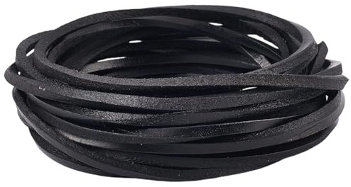 GORGECRAFT Cordon en Cuir de Vache Véritable de 5 m X 4mm Cordon Plat de 4mm D'Épaisseur Noir pour Bracelets Colliers Bijoux Lacets de Bottes Ceintures Loisirs Créatifs