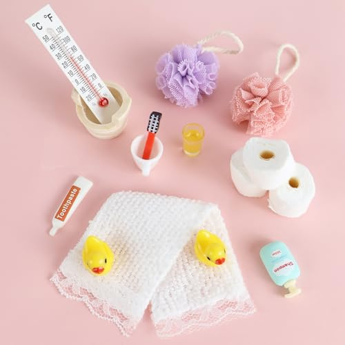 Raxfekro Wichtel Zubehör Miniatur Wichtelzubehör Bade-Set für Wichteltü wichtelset DIY Wichtel Set Weihnachtsdeko für Wichteltür Weihnachten Deko und Puppenhaus Zwergentüren