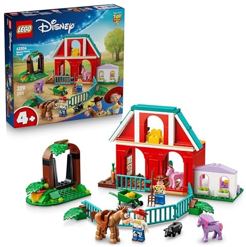 LEGO ǀ Disney et Pixar Toy Story 5 Le Ranch de Blaze - Jouet - Minifigurines de Woody & Jessie - Figurines Chevaux, Cheval Ailé & Cochon - Cadeau 4 Ans pour Fille, Garçon ou Fan de Toy Story 5 43304