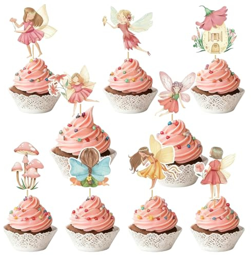 45 Stück Tortendeko Fee, Cupcake Topper Muffin Deko Fee Tortendeko Mädchen