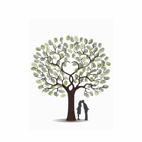 UJEDFHV Arbre à Empreintes de Mariage Livre d'or de Mariage, Toile d'arbre à Empreintes digitales, Affiche d'art Mural, Cadeau, Signature, Souvenir for décoration fête(Color01,50x70cm 20x28inch)
