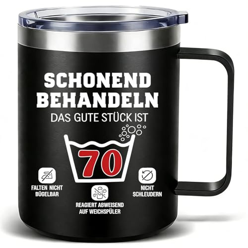 70 Geburtstag Mann Thermobecher 350ml，Vater Geburtstagsgeschenk Für Männer，Lustige Geschenke Für Männer Papa Kollege Geschenk zum 70 Geburtstag Mann