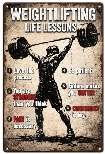 SUPERDANT Weightlifting Tin Sign Gym Metal Poster Vintage Country Art Sign Scripture Inspirational Quote Bedroom Decor Vintage Wall Art for Gym Fitness Metal Plaque Poster Outdoor