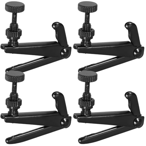 COHEALI Lot de 4 Ajusteurs Fins en Laiton Noir pour Cordes de Violon 3/4-4/4 Faciles à Utiliser et Pratiques pour Musiciens Violonistes