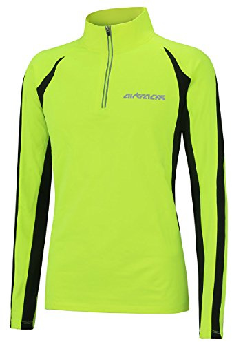 Airtracks Damen Winter Funktions Laufshirt Langarm Pro - Thermo Running Sweatshirt - Fleece T-Shirt - Warm - Winddicht - Atmungsaktiv - Reflektoren