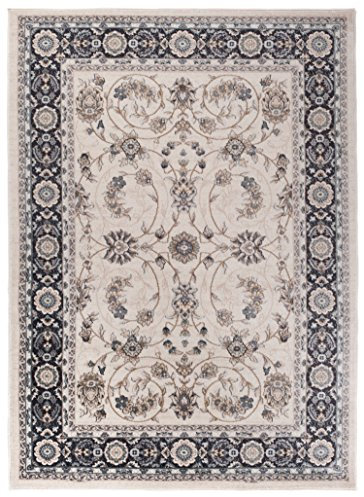 Carpeto Rugs Traditioneller Klassischer Teppich für Ihre Wohnzimmer - Beige Creme Schwarz - Perser Orientalisches Antik Ziegler Ornamente Top Qualität Pflegeleicht AYLA 200 x 300 cm Groß