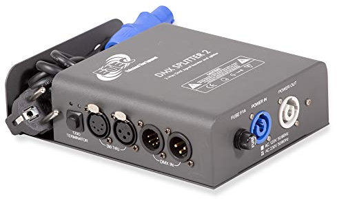 ETEC Professional 2 Kanal DMX Splitter/Booster für Traversenmontage Signalverstärker Lichttechnik Veranstaltung Bühnentechnik Party Disco DJ Event