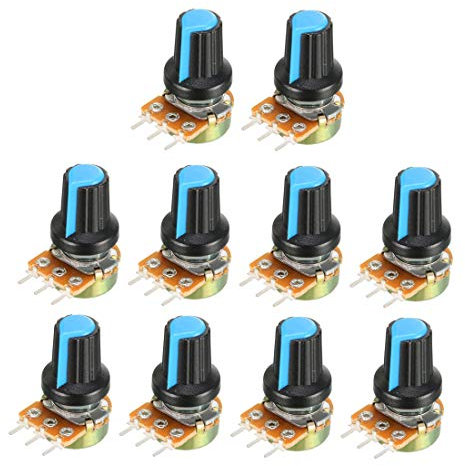 uxcell Potentiometer mit Drehknopf, a18091100ux0447, 10Pcs 20K -blue