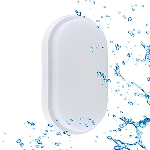 Sigmaled lighting, LED-Deckenleuchte 15W Wasserfest IP54, Wandlampe Warmweißes 3000 K, 1350 Lm, Deckenlampe für außen und innen, Oval Außenleuchte