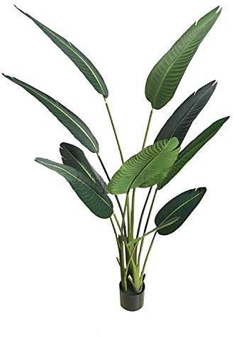AMERIQUE Gorgeous 5 Feet Traveller Palm Artificial Tree with Giant Leaves, UV Protection, Feel Real Tech, with Plastic Nursery Pot, Green