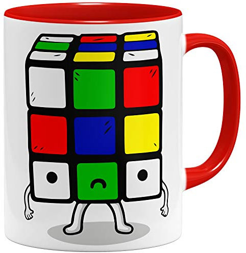 OM3® - Cube-Disaster - Tasse | Keramik Becher | 11oz 325ml | Beidseitig Bedruckt | Rot