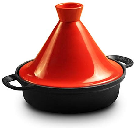 LTLWSH Moroccan Tagine Cooking Pot with Double Handle 26CM household cast iron pot enamel clay compatible induction,Red