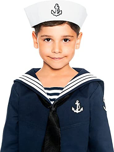 Klassische Kinder-Mütze für Matrosen und kleine Seefahrer perfekt für Karneval Fasching Mottopartys & Halloween - Verkleidung Uniform Anzug