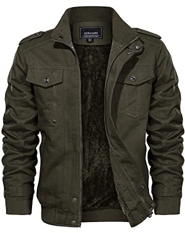 EKLENTSON Men's Cargo Jacket Fleece Lined Warm Military Coat | winter thicken thermal jacket,outdoor windbreaker bomber Jacket,hiking casual work coats,with multi pockets