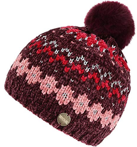 Regatta Unisex Kinder Hedy Lux Hut Iii Chenille-Strick mit Lrex-Faden und Kunstfell-Pompoms Kopfbedeckung L Feige