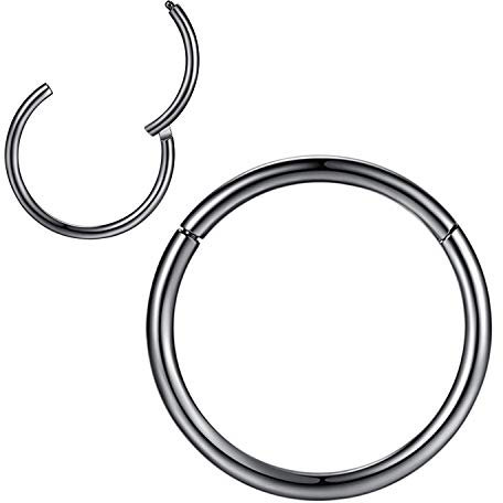 1,2mm 5mm Reifen Nasenringe für Männer und Frauen Nasenring Nasenring Reifen Schwarz Septum Clicker Scharnierring 316L Chirurgenstahl Körper Piercing Ohrringe für Knorpel Helix Ohrkolben Daith Rook