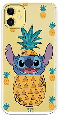 LA CASA DE LAS CARCASAS Lilo & Stitch Stitch Pineapple iPhone 11 Case - Officially Licensed Disney Silicone Case - Yellow