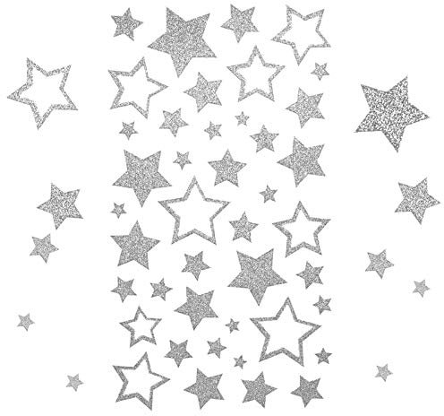 Kesote 210x Sticker Stern Aufkleber Glitzer Silber Etiketten Selbstklebend zum Basteln für Weihnachten Deko Geschenk