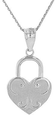 Sterling Silver 925 Swirl Heart Padlock Pendant Necklace (Available Chain Length 16- 18- 20- 22)
