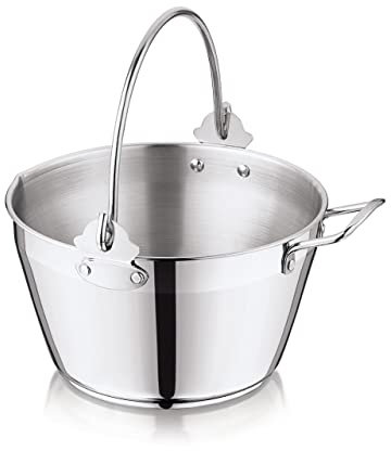 Penguin Home Jam Pan Maslin Pot of 5 Litre Stainless Steel, Lockable Handle Induction, Fridge & Freezer Safe Home Made Chutney Marmalade Pot Diameter 24cm