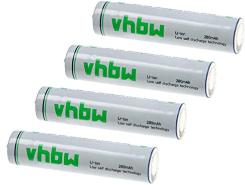 vhbw Batería Recargables AAA Micro, 4 Unidades para Diversos Dispositivos - Batería Recargable, 280 mAh, 1,5 V, Li-Ion