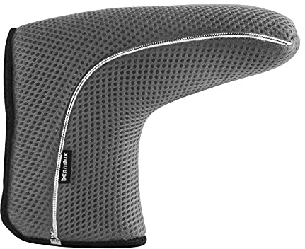 Andux Mesh Golf Blade Putters Club Head Covers MT/TG15 (Grey) | Hook & Loop Closure | Silver Piping