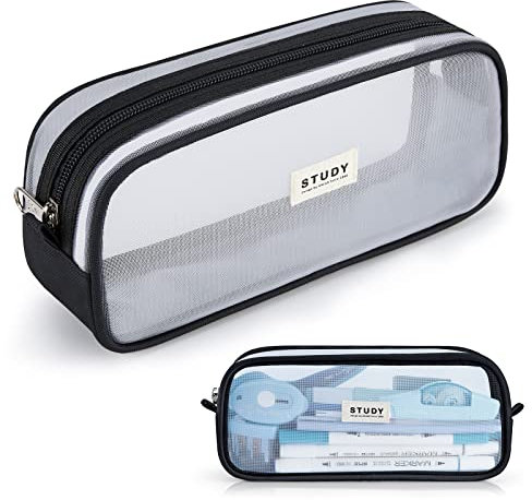 KALIDI Clear Pencil Case Large Pen Bag Stationery Pouch Cosmestic Make up Bag for Student School College Office