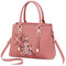 FANDARE Damen Henkeltaschen Wasserdicht Tote Beutel Umhängetaschen Schultertasche PU-Leder Bestickte Handtasche für Reisen Einkaufen Arbeiten Rosa