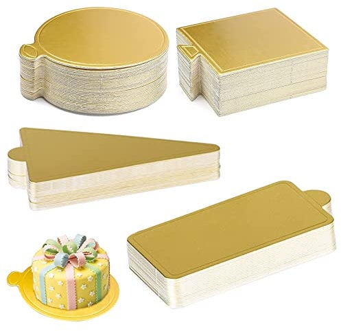 Mousse Cake Base,CHENKEE 120 Stücke Mini Mousse Kuchen Bretter Gold Papier Cupcake Dessert Zeigt Tray Kuchenplatte Cake Boards Tortenpappe zum Dekorieren und Servieren Kuchenböden Karton