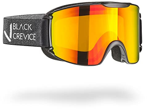 Black Crevice Skibrille im Frameless Design I Ski-Brille in verschiedenen Farben I Snowboard-Brille I bruchfeste Doppelscheibe I Anti-Fog-Beschichtung & UV 400 Schutz I größenverstellbar