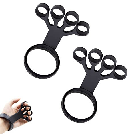 2Pcs Fingertrainer Handtrainer,Fingertrainer Silikon,Fingertrainer Ring,Fingertrainer Silikon Handtrainer Ring, für Finger Handmuskeltraine und Steigern Krafttranieren(Schwarz)
