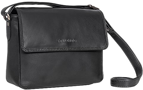 STILORD Denisse Schultertasche Damen Leder klein Damen-Handtasche zum Umhängen Vintage Elegante Ledertasche Damen Crossbody Bag Echt-Leder Farbe:schwarz