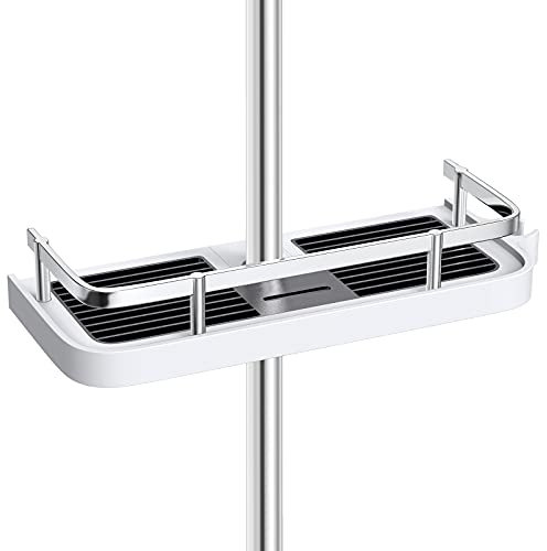 homeasy Bathroom Shower Shelf, Shower Caddy/Tidy No Drilling Shower Holders Storage for Soap Shampoo Shower Rack Hanging with Buckle and Shower Head Hook Suit 19mm-25mm Shower Rail