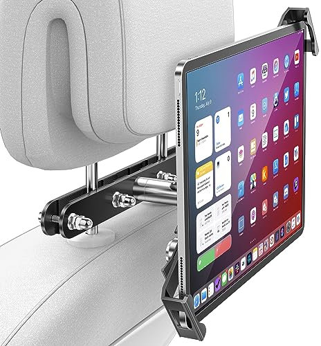 AboveTEK Soporte Antirrobo de Tableta para Reposacabezas de Coche - Rotación 360°, Compatible con Tabletas 4-11, Viajes y Negocios, Duradero, Negro