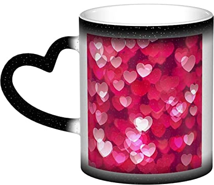 BVMPRS Valentine's Day Love Heart Novelty Mug Heart-shaped Handle Ceramic Heat Sensitive Color Changing Cup - Perfect for Tea,Coffee and More