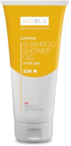 Nioblu - Gel Doccia-Shampoo Lenitivo Doposole - Detersione fresca e delicata - Rispetta il ph della pelle - Pelle liscia e abbronzata - Per tutti i tipi di pelle - Con ingredienti naturali - 200 ml