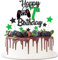Joyeah Happy 7th Birthday Cake Topper Glitter Video Game Cake Pick Game On Cheers to 7 Years Cake Decoration for Game Theme Happy 7th Birthday Party Supplies Green