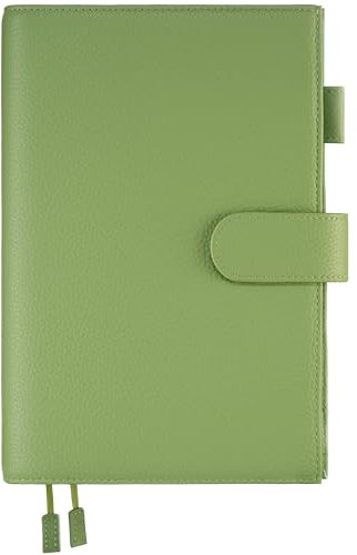 Ox Knight A5-Lederplaner-Einband für Hobonichi Cousin, Stalogy, Midori, Leuchtturm1917 und mehr, mit Stiftschlaufe, Kartenfächern, Rückentasche und Lesezeichen (Grün)