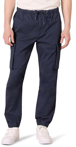 Amazon Essentials Pantalon de Jogging Cargo à Coupe Classique avec Cordon de Serrage Homme, Bleu Marine, M