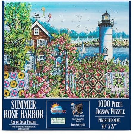 SUNSOUT INC - Summer Rose Harbor - Puzzle mit 1000 Teilen von Künstler: Diane Phalen - MPN # 14641