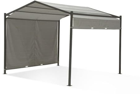 Garden Store Direct Cannes 3m x 3m Steel Gazebo with Moveable Canopy - Light Grey