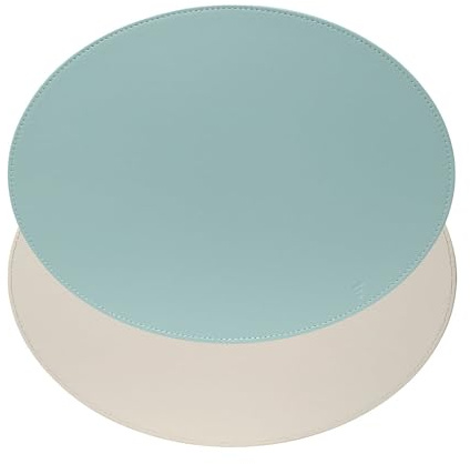 Freeform Platzset Duo Oval, 45x34 cm, Kunstleder, wendbar, Grau/Weiß | Tischset, beidseitig nutzbar, hitzebeständig bis 90 °C, pflegeleicht, abwischbar, 45 × 34 cm, formstabil, ovale Form