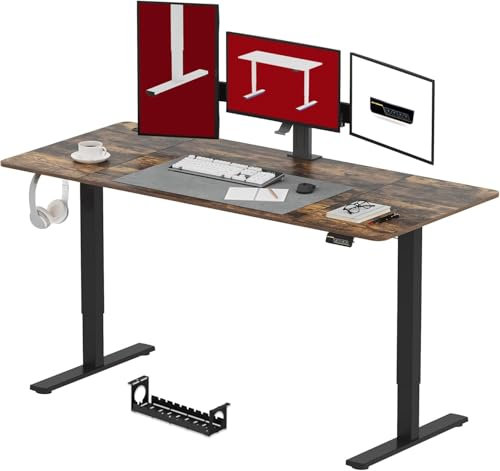 SANODESK Höhenverstellbarer Schreibtisch 180 x 80 cm Schreibtisch Höhenverstellbar Elektrisch Ergonomischer Steh-Sitz Tisch Computertisch für Heimbüro Homeoffice(braun)