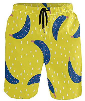 PAQGSREM Herren-Badehose mit amerikanischer Flagge, USA-Druck, schnell trocknend, Boardshorts mit weichem Netzfutter, lustige Bademode mit Taschen, banane, XXL