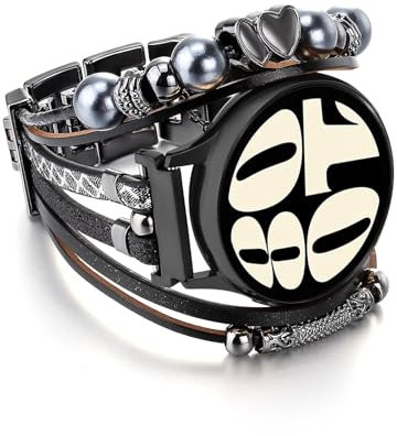 Wingoden Correa de reloj con cuentas de 20 mm compatible con Samsung Galaxy Watch 7/6/5/4/Active 2 correas de 40 mm/44 mm/Galaxy Watch 5 Pro Band/41 mm/42 mm y 46 mm