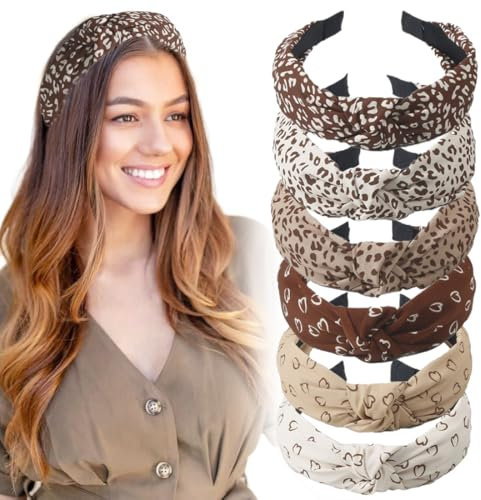 KSJEHW 6 Pièces Bandeau Cheveux pour Femme Boho Bandeaux Serre Tête Elastique Bandeaux avec Nœuds Cheveux Accessoires