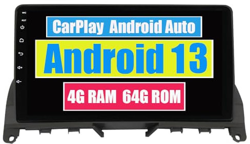 RoverOne Car Stereo CarPlay Head Unit for Mercedes Benz C Class 3 W204 S204 2006-2011 Android Auto Touch Screen Sat Navi Bluetooth WiFi Radio Player